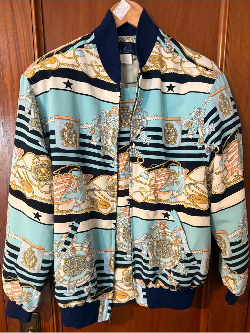 Vintage Euro Linea Nautical Zip Up Jacket & Skirt Suite Set Blue Resort Wear 8